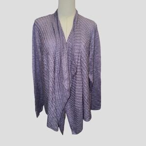 Chico's Delicate Drape Cardigan Sweater Plum Frost Purple Chico Size 2 US 12 NEW